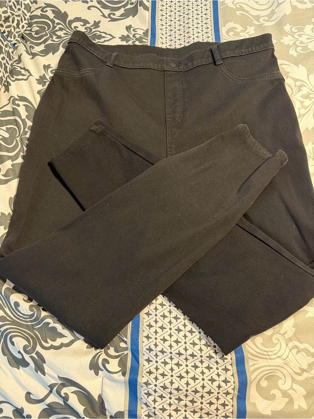 Black Casual Pull-On Pants